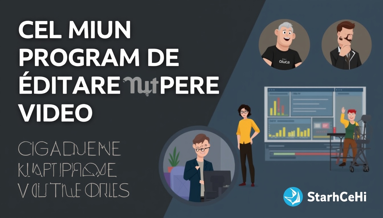 Interfață program de editare video ilustrând procesul de editare