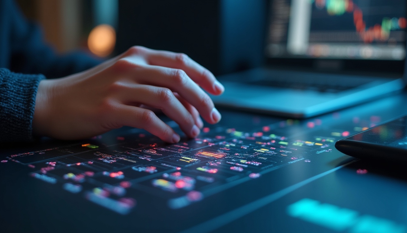 O imagine stilizată a unui ecran de computer care afișează o interfață de program de editare video, cu elemente grafice